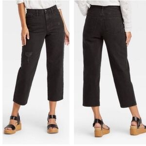 Straight leg high waist cropped jeans